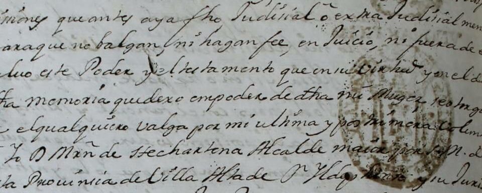     18th century Letter of Attorney, Villa Alta, Oaxaca.      Credit: AHJO Villa Alta Civil Leg. 8 Exp 2.06